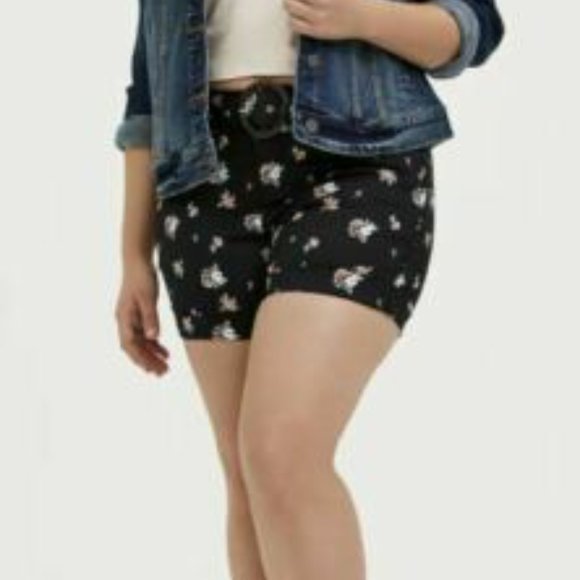 Torrid Size 12 Belted Mid Short Sateen Floral NEW - Picture 4 of 7